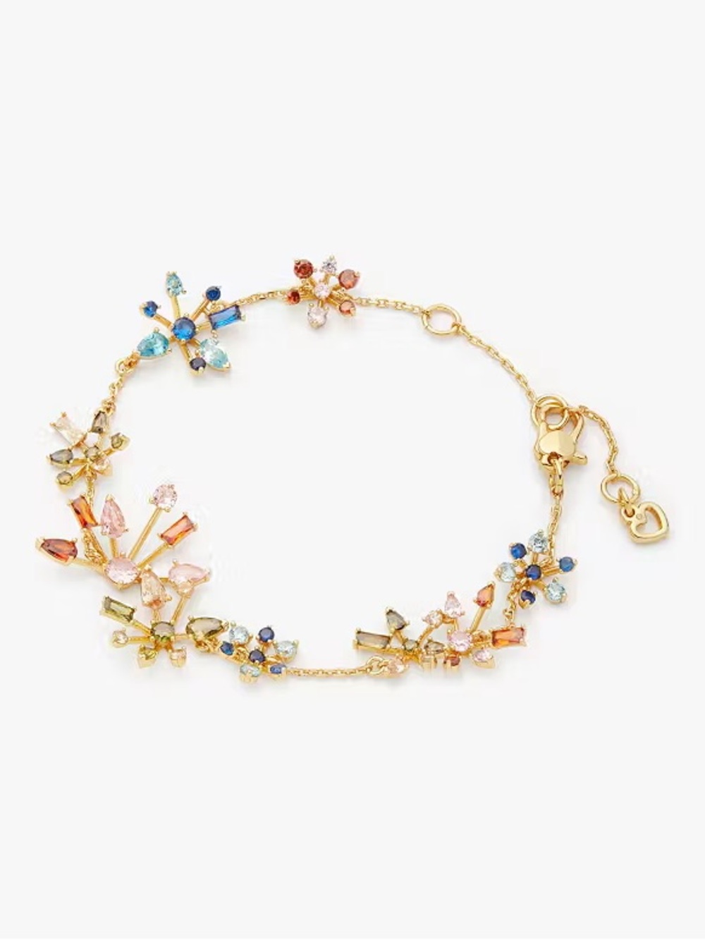 kate spade Gold Floral Multi-Stone Bracelet in Pink, Blue & Peach